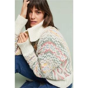 Anthropologie Sleeping On Snow Agnetha Chalet Jaquard Pullover Sweater Size Med